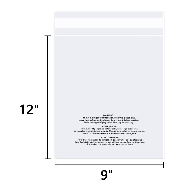 iMailer - 100 Count - 9" x 12" Clear Plastic Poly Bags with Suffocation Warning Self Seal for A4, Documents, Clothing, Shipping, Packaging - Resealable Adhesive, Not Strong - Image 2